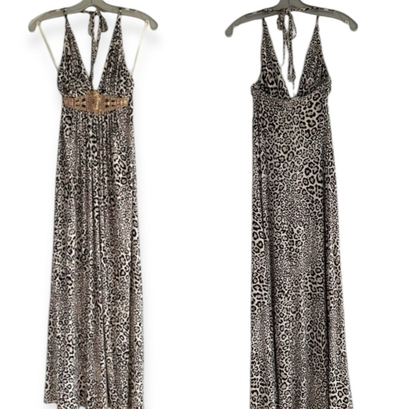 Sky brand dress Rhinestone Beaded Leopard Print Maxi Dress XS NWT - Picture 1 of 16